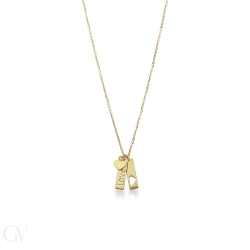 Collar en oro amarillo 18k con tres charms Love