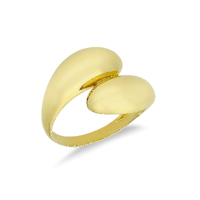 Anillo contrarié en oro amarillo 18k con acabado brillante