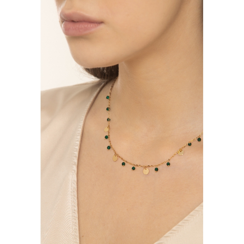 Collar en oro amarillo 18k con colgantes verdes Collar en oro amarillo 18k con colgantes verdes