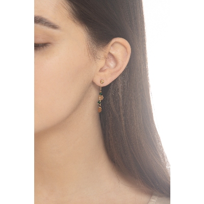 Pendientes cadena oro 18K Cascada