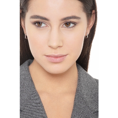 Pendientes rectangulares en oro blanco de 750