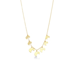 Collar en oro amarillo 18k con siete charms en forma de hoja