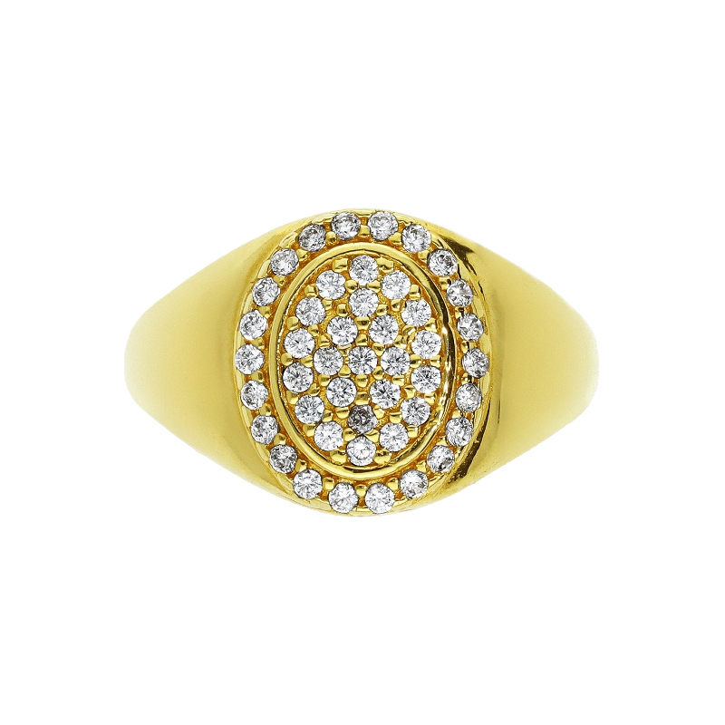 Sello para mujer en oro amarillo 18k pavé de circonitas