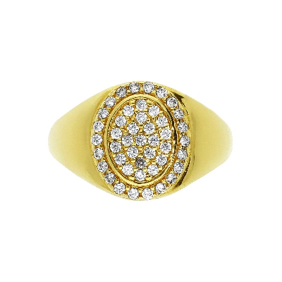 Sello para mujer en oro amarillo 18k pavé de circonitas