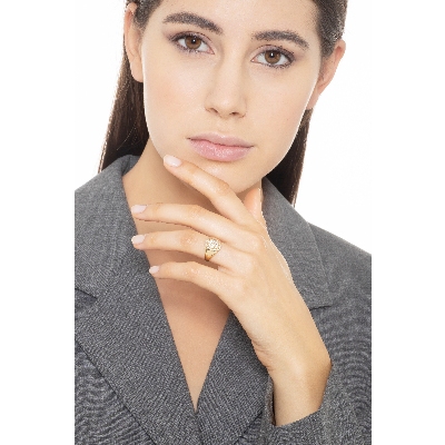 Sello para mujer en oro amarillo 18k pavé de circonitas