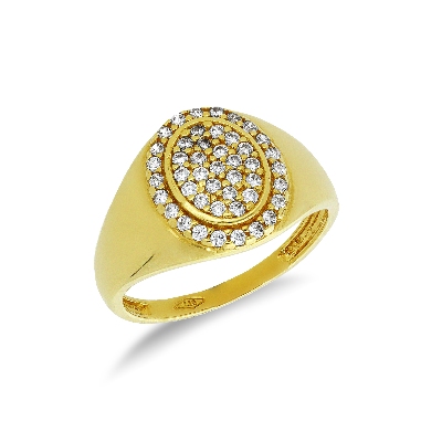 Sello para mujer en oro amarillo 18k pavé de circonitas