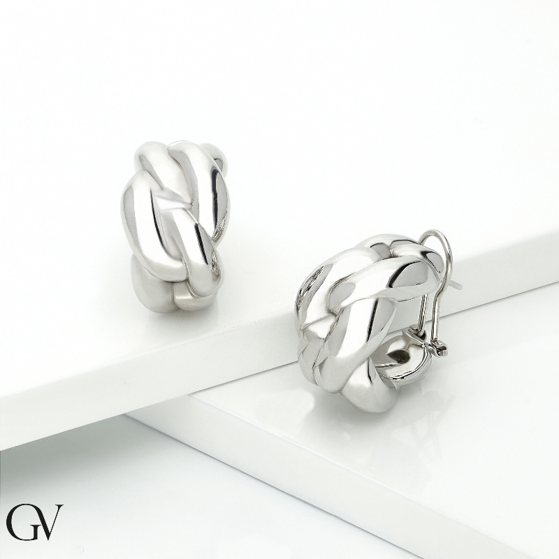 Aros gourmette en oro blanco 18k