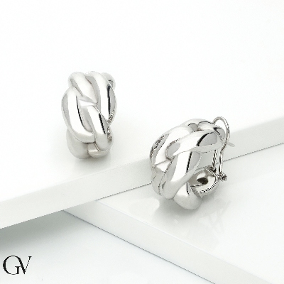 Aros gourmette en oro blanco 18k