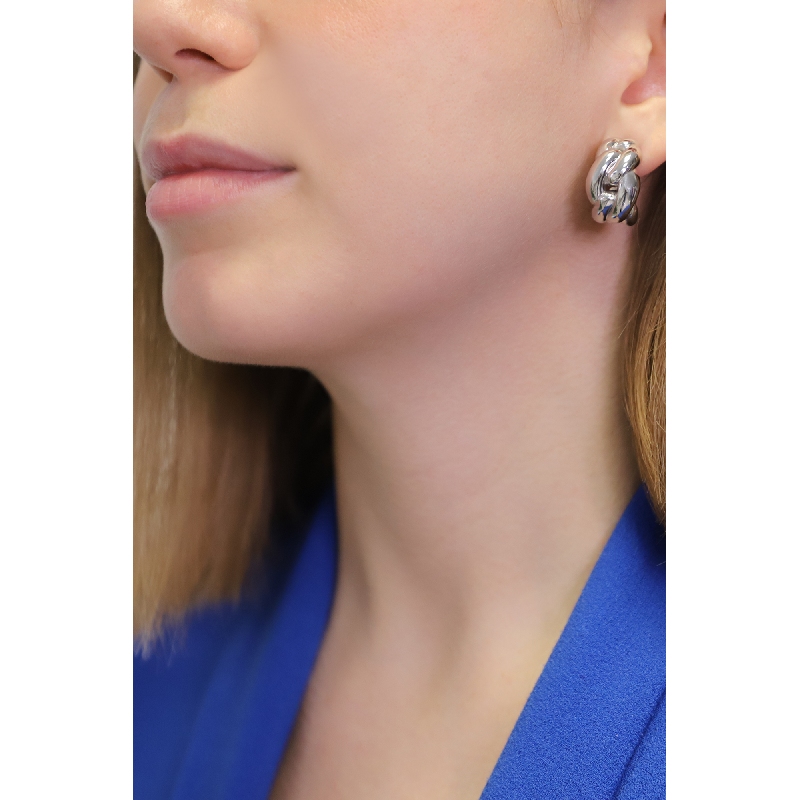 Aros gourmette en oro blanco 18k