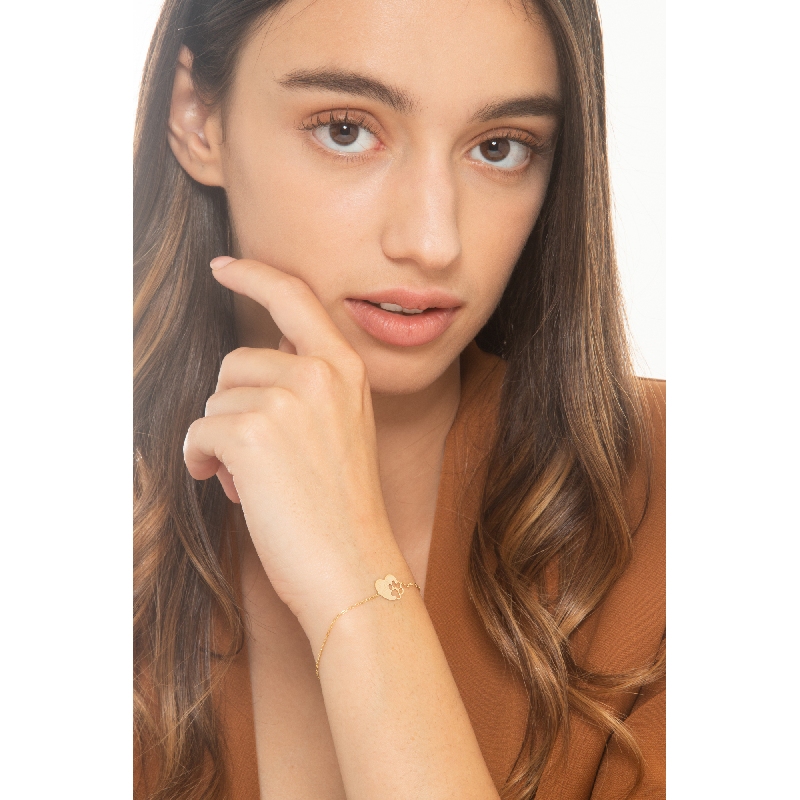 Pulsera en oro amarillo 18k  huella de perro