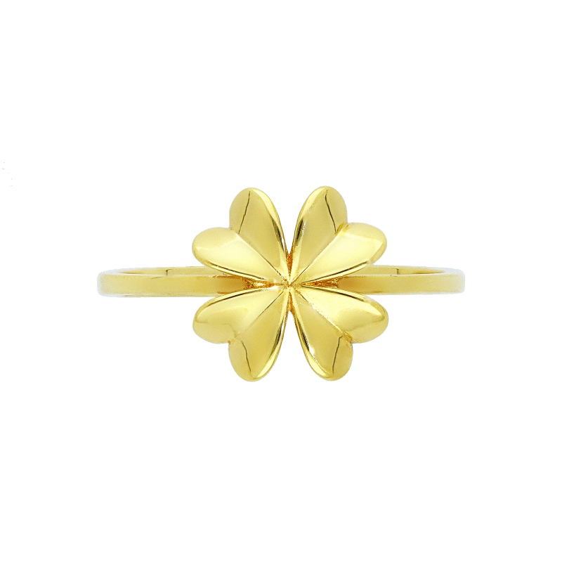 Anillo en oro amarillo de 18k con  cuatro hojas.