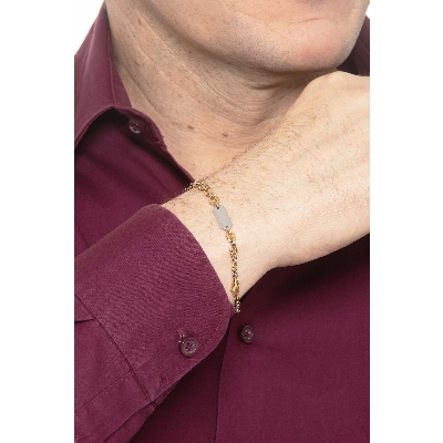 Pulsera con placa de oro amarillo y blanco de 18k