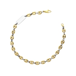 Pulsera con placa de oro amarillo y blanco de 18k