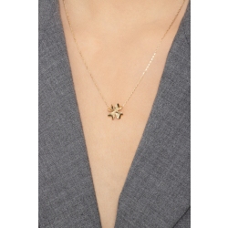Collar en oro amarillo 18k trébol de cuatro hoja 42 cm 2