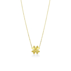 Collar en oro amarillo 18k trébol de cuatro hoja 42 cm