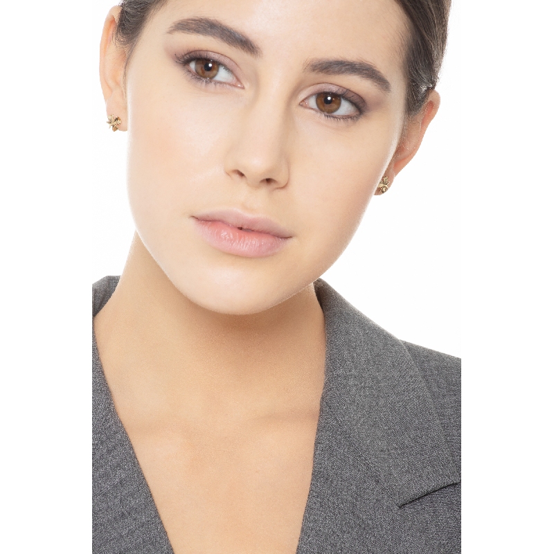 Pendientes en oro amarillo de 18k en forma de trébol de cuatro hojas Pendientes en oro amarillo de 18k en forma de trébol de cuatro hojas