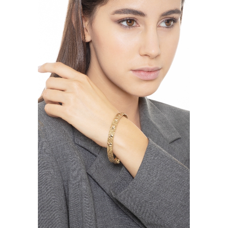 Brazalete de eslabones flexibles en oro amarillo y blanco de 18k Brazalete de eslabones flexibles en oro amarillo y blanco de 18k