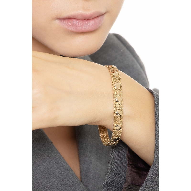 Brazalete de eslabones flexibles en oro amarillo y blanco de 18k Brazalete de eslabones flexibles en oro amarillo y blanco de 18k