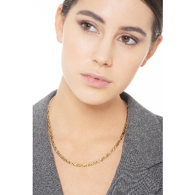 Collar semi-rígido en oro amarillo 18k con eslabones suaves y estriados