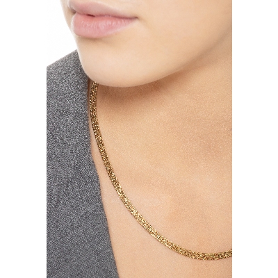 Collar semi-rígido en oro amarillo 18k con eslabones suaves y estriados