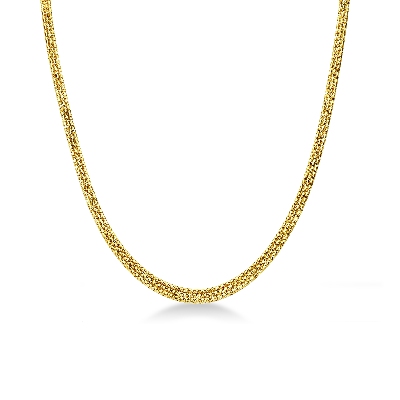 Collar semi-rígido en oro amarillo 18k con eslabones suaves y estriados