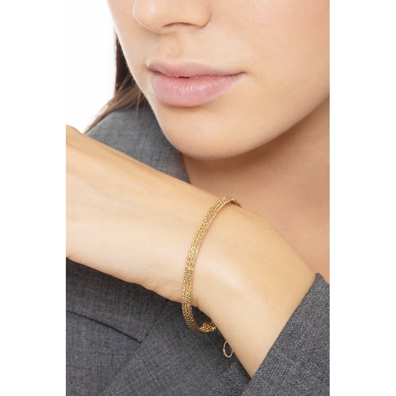 Pulsera mujer semirígida en oro amarillo 18k con malla suave