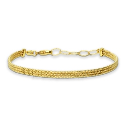 Pulsera mujer semirígida en oro amarillo 18k con malla suave