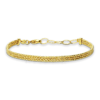 Pulsera mujer semirígida en oro amarillo 18k con malla suave