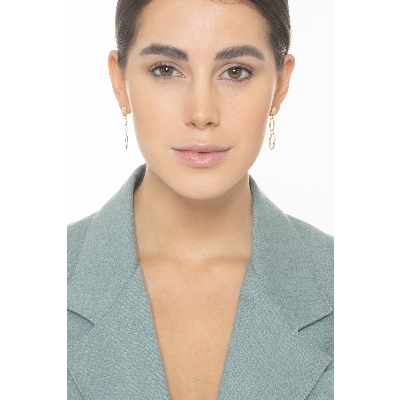 Pendientes colgantes ovalados en oro amarillo de 18k