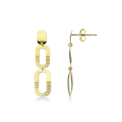 Pendientes colgantes ovalados en oro amarillo de 18k