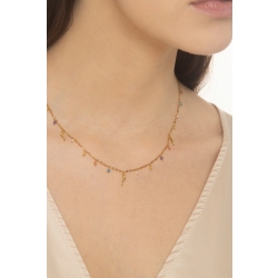 Collar en oro amarillo 18k con charms colorados 2