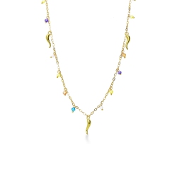 Collar en oro amarillo 18k con charms colorados
