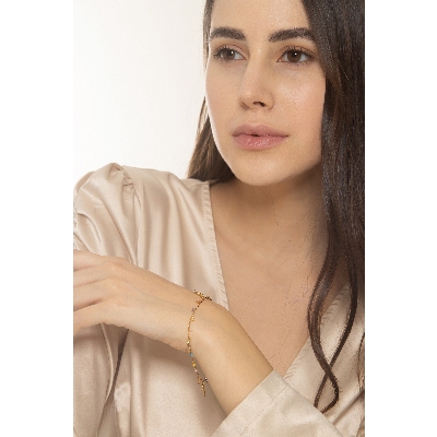 Pulsera de oro 18K piedras de colores