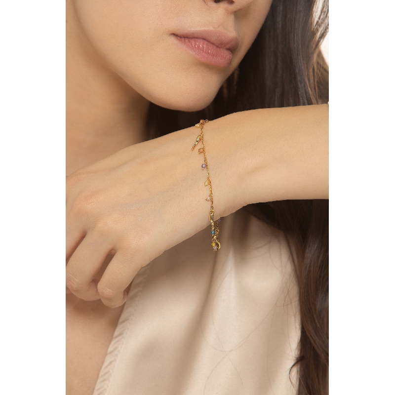 Pulsera de oro 18K piedras de colores Pulsera de oro 18K piedras de colores