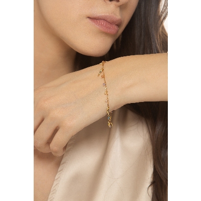 Pulsera de oro 18K piedras de colores