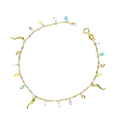 Pulsera de oro 18K piedras de colores