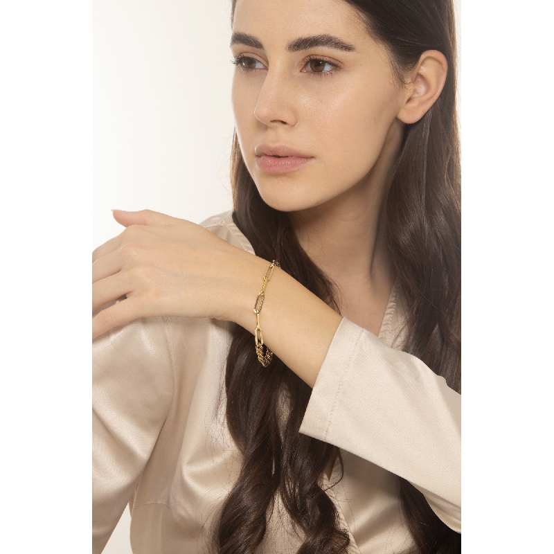 Pulsera groumette y eslabones clip en oro amarillo 18k Pulsera groumette y eslabones clip en oro amarillo 18k