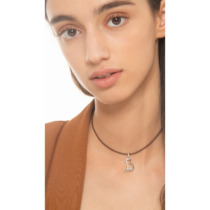 Colgante de oro blanco 18 quilates y circonita con gatito