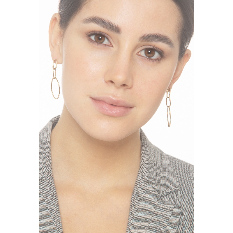 Pendientes en oro amarillo 18k con colgantes ovalados, cm 5 Pendientes en oro amarillo 18k con colgantes ovalados, cm 5