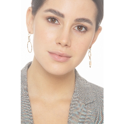 Pendientes en oro amarillo 18k con colgantes ovalados, cm 5