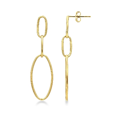 Pendientes en oro amarillo 18k con colgantes ovalados, cm 5