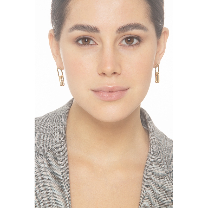 Pendientes en oro amarillo 18k con cierre de clip 2,8 cm