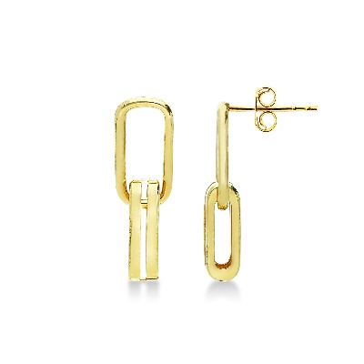 Pendientes en oro amarillo 18k con cierre de clip 2,8 cm
