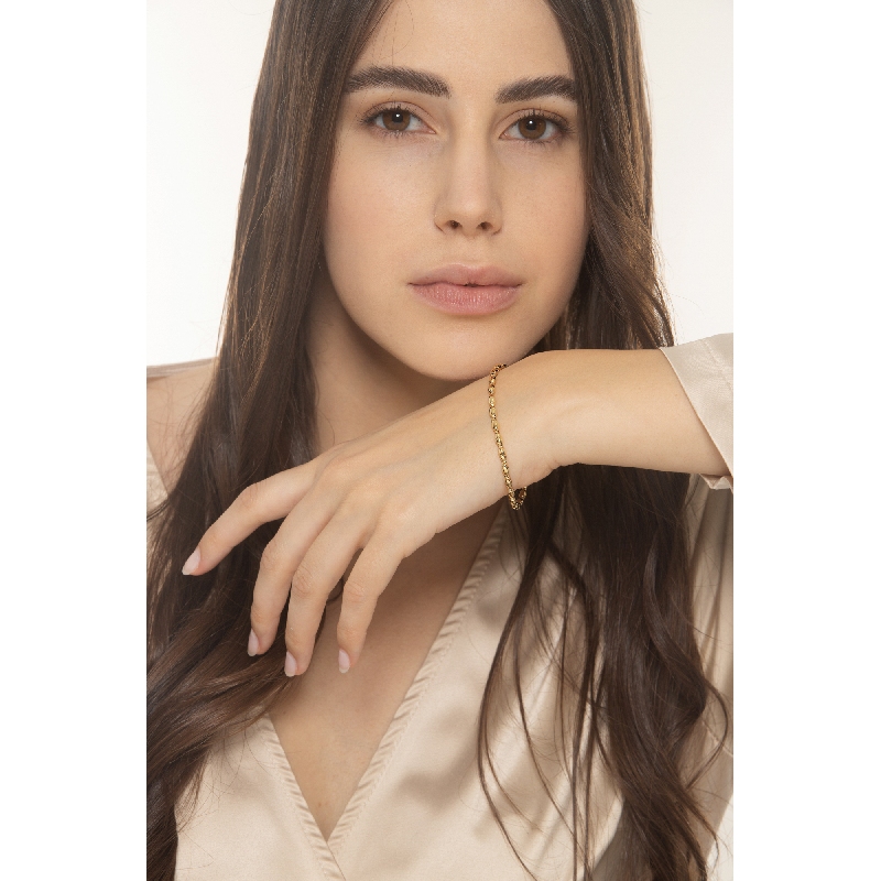 Pulsera en oro amarillo 18k con eslabones ovalados cm 17