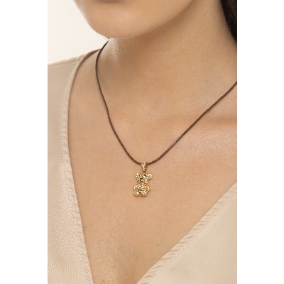 Colgante osito en oro amarillo de 18 k y circonitas