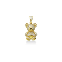 Colgante osito en oro amarillo de 18 k y circonitas