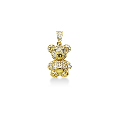Colgante osito en oro amarillo de 18 k y circonitas