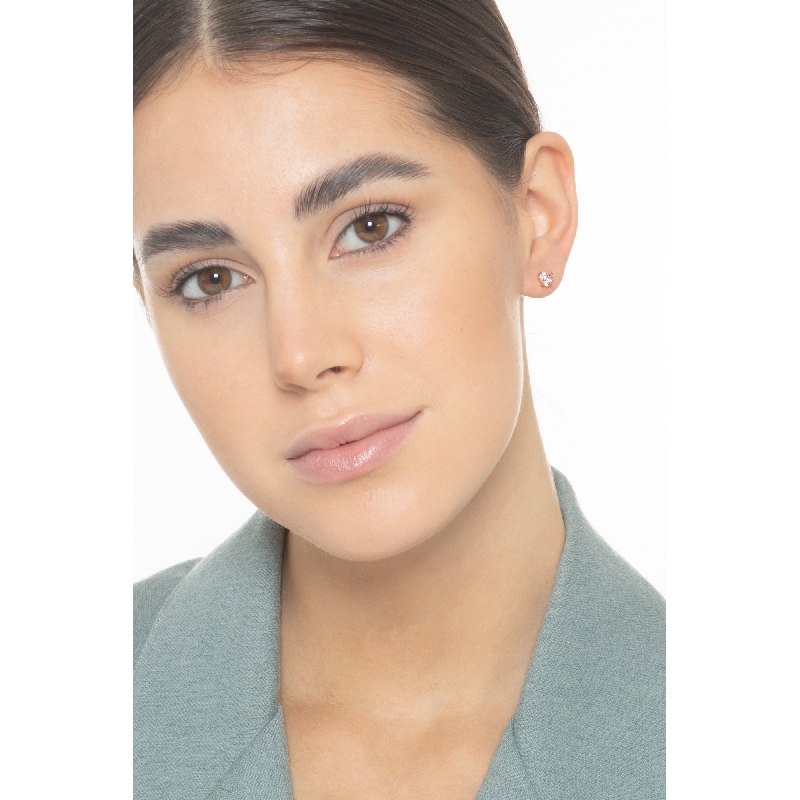 Pendientes con zirconia rosa y oro rosa de 18k corazón 