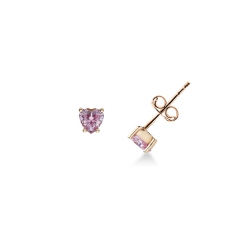 Pendientes con zirconia rosa y oro rosa de 18k corazón
