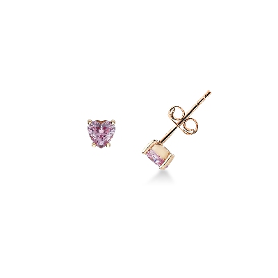 Pendientes con zirconia rosa y oro rosa de 18k corazón 